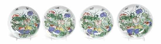 Appraisal: Four Chinese Porcelain Dishes having lotus decoration throughout with insects