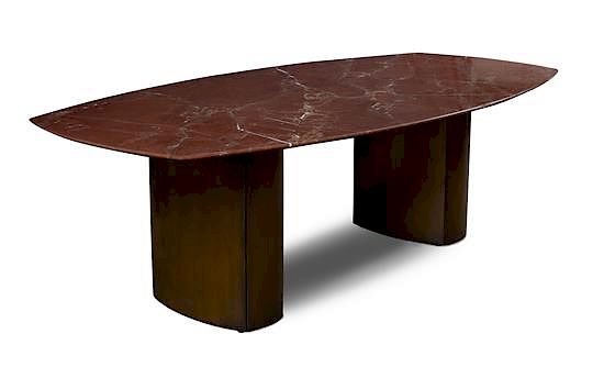 Appraisal: A Knoll Rouge Marble Top Dining Table Height x length