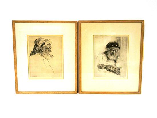 Appraisal: Paul Ashbrook American - two signed etchings one depicting profile