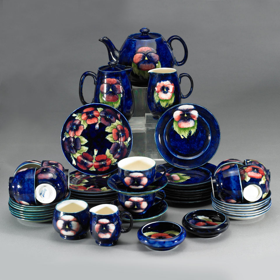 Appraisal: Moorcroft Pansy Service c - comprising forty-six pieces plates diameter