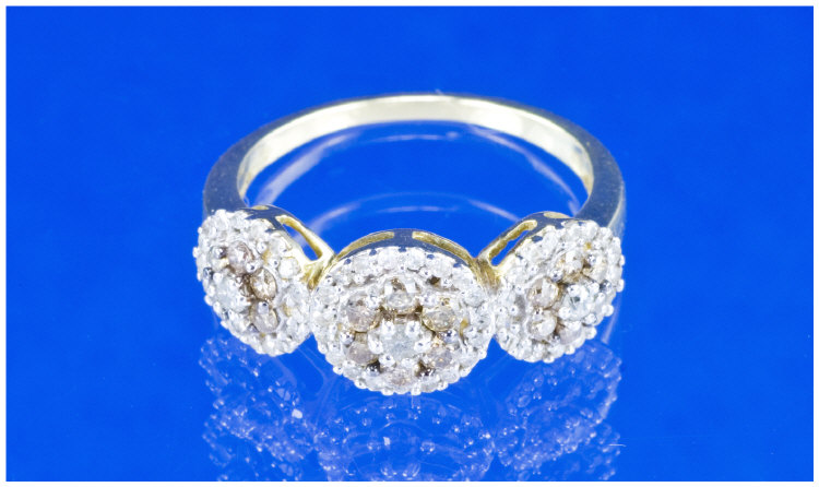 Appraisal: ct Gold Diamond Cluster Ring Set With Three Diamond Clusters