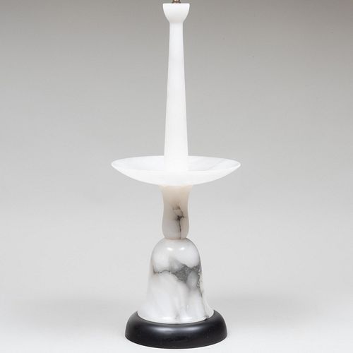 Appraisal: LARGE MARBLE CANDLESTICK LAMP x in diam to socket x