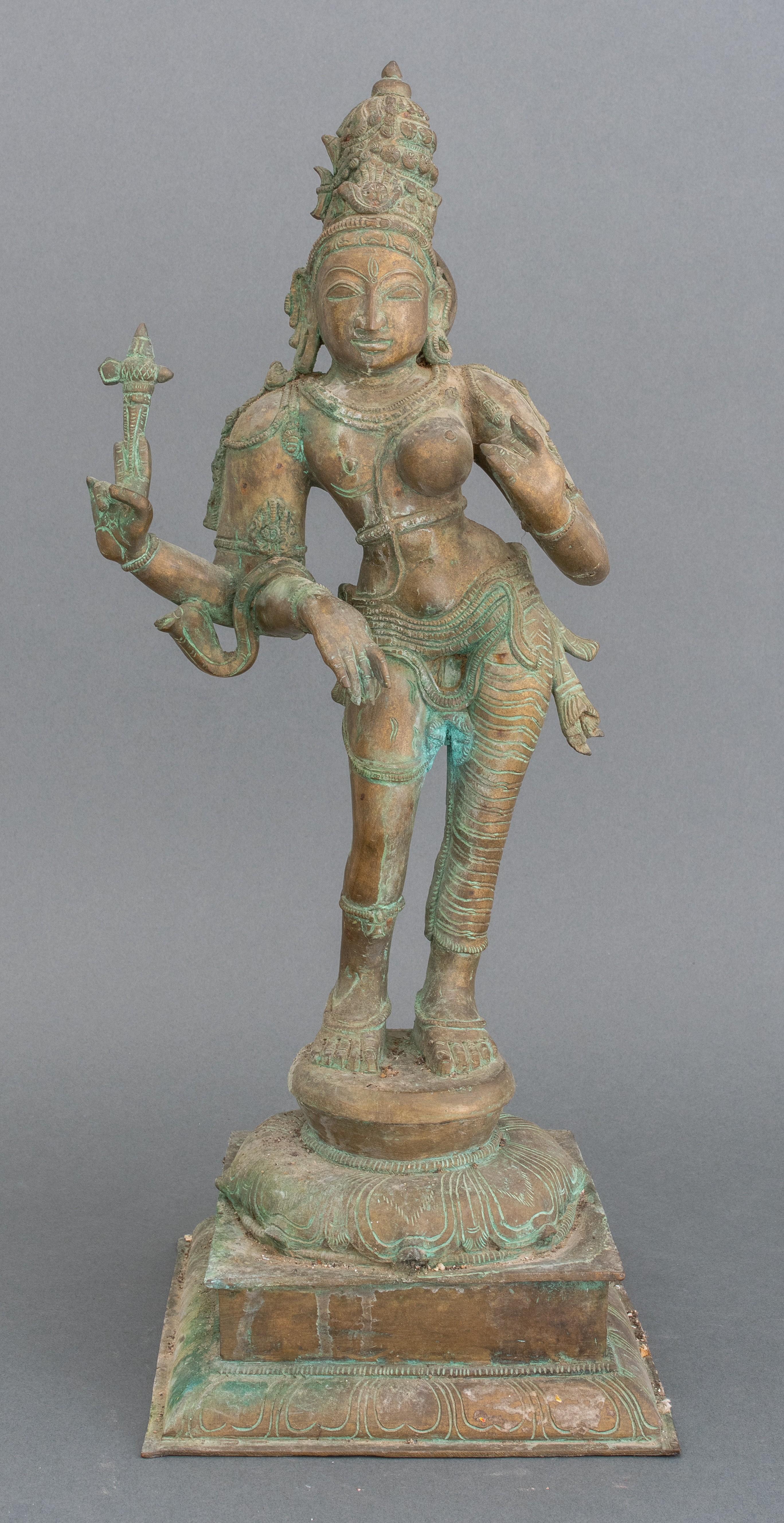 Appraisal: INDIAN BRASS SCULPTURE OF VISHNU ARDHANARAISHVARA Indian Brass Sculpture of