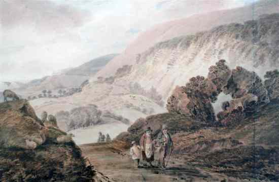 Appraisal: Attributed to William Green of Ambleside c - watercolour Figures