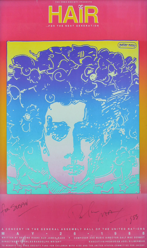 Appraisal: PETER MAX SERIGRAPH POSTER FOR HAIR A Concert in the