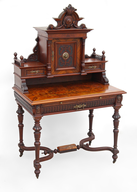 Appraisal: FINE TH CENTURY GERMAN CARVED DESK Top with removable pediment