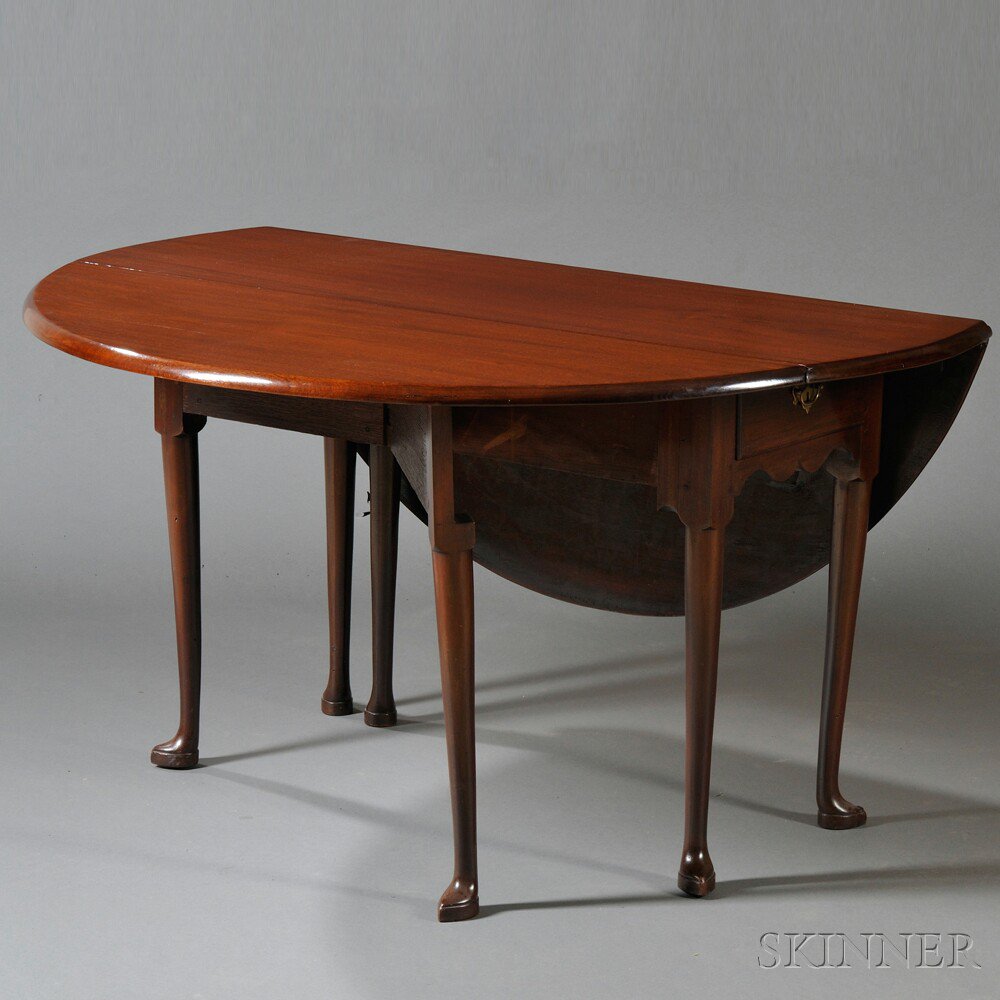 Appraisal: Queen Anne Mahogany Drop-leaf Six-legged Dining Table probably Rhode Island