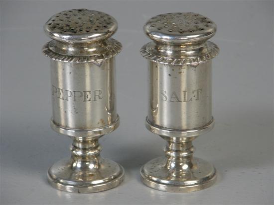 Appraisal: Pair of George III silver salt and pepper castors the