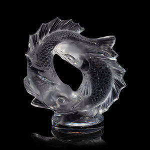 Appraisal: A Lalique Deux Poissons Sculpture Second Half th Century Height