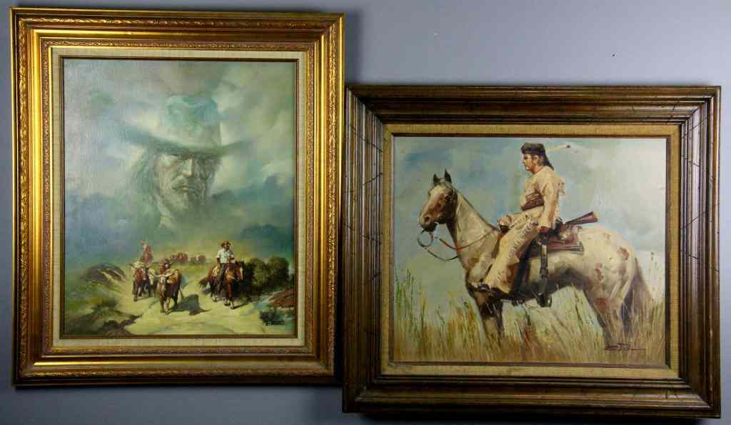 Appraisal: Western Oil Paintings on Canvas signed G BogarConsisting of an