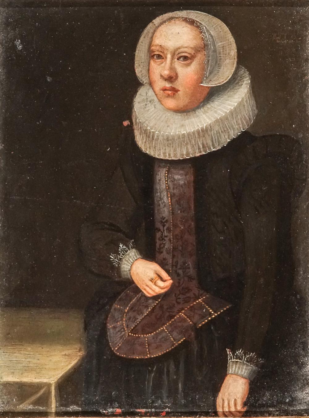 Appraisal: FLEMISH SCHOOL TH CENTURY PORTRAIT OF A YOUNG WOMAN WEARING