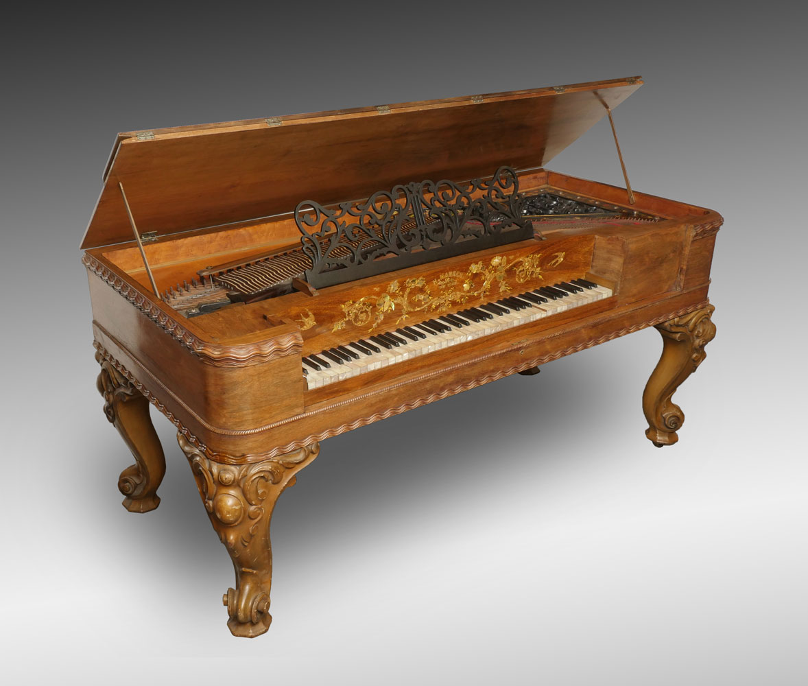 Appraisal: BLONDE SQUARE GRAND PIANO th C square grand piano attributed