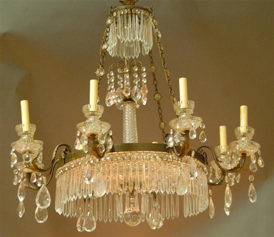 Appraisal: BALTIC CHANDELIER Neo-classical bronze and crystal chandelier