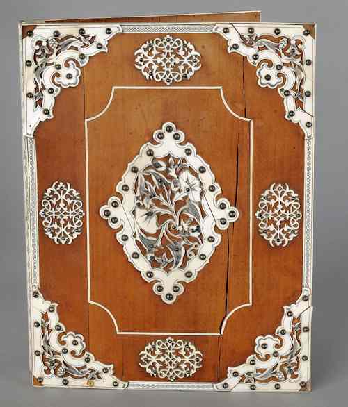 Appraisal: Ivory mounted hardwood book cover th c h w