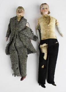 Appraisal: Two Th C Bisque Male Doll House Figures Two late