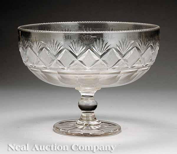 Appraisal: An American Blown and Cut Glass Footed Bowl th c