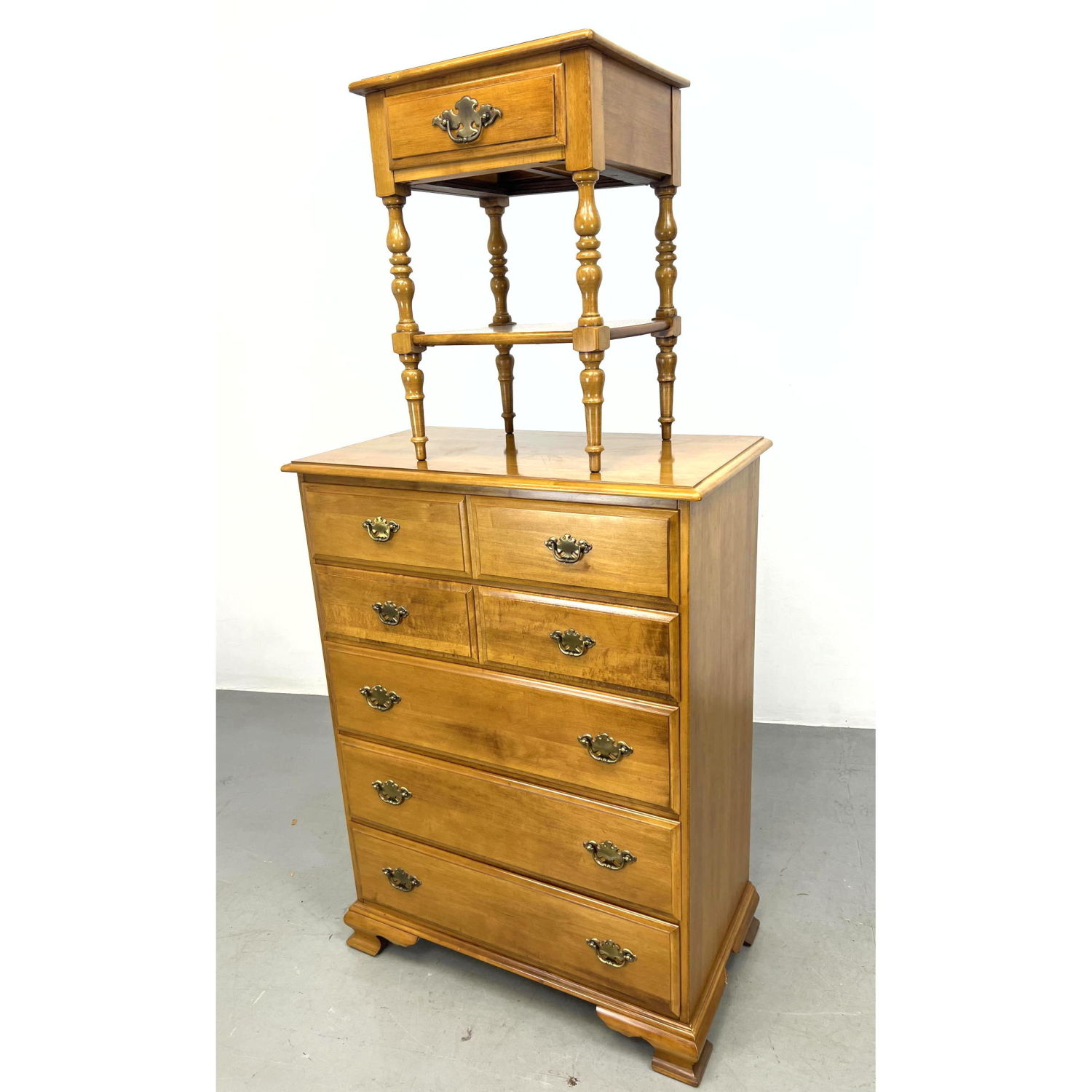 Appraisal: pcs TAYLOR Jamestown Maple Bedroom Furniture Tall Chest and Nightstand