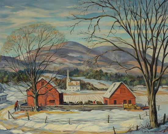 Appraisal: Harry Shokler American - Vermont Farmyard Signed Harry Shokler and