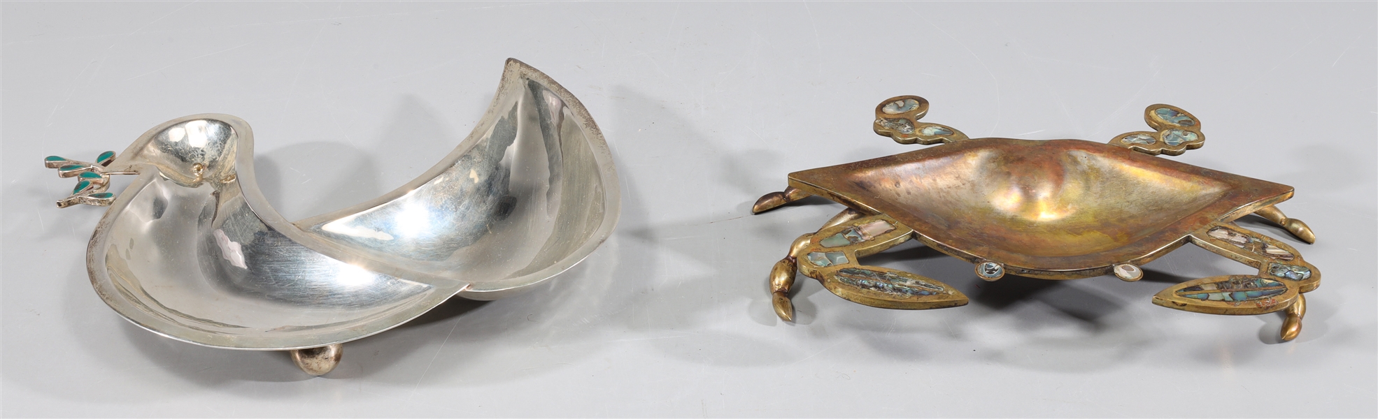 Appraisal: Mid century animal form silver plate and copper catch all