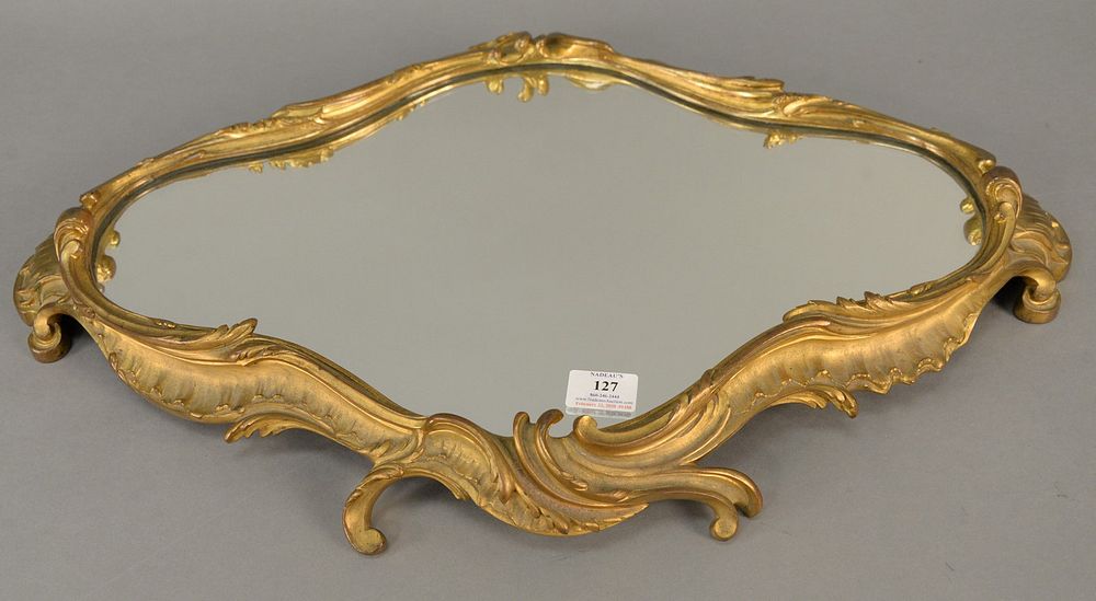 Appraisal: French bronze ormolu plateau Rococo taste having bronze frame with