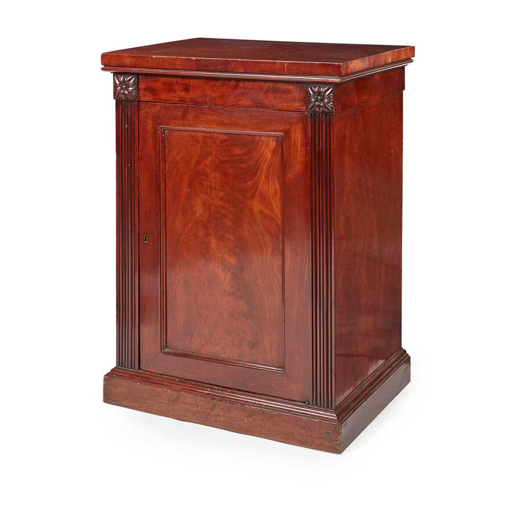 Appraisal: GEORGE III MAHOGANY PEDESTAL CUPBOARD LATE TH CENTURY the rectangular