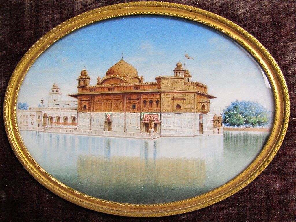 Appraisal: ANGLO INDIAN SCHOOL THE RED FORT Miniature watercolour and gilt