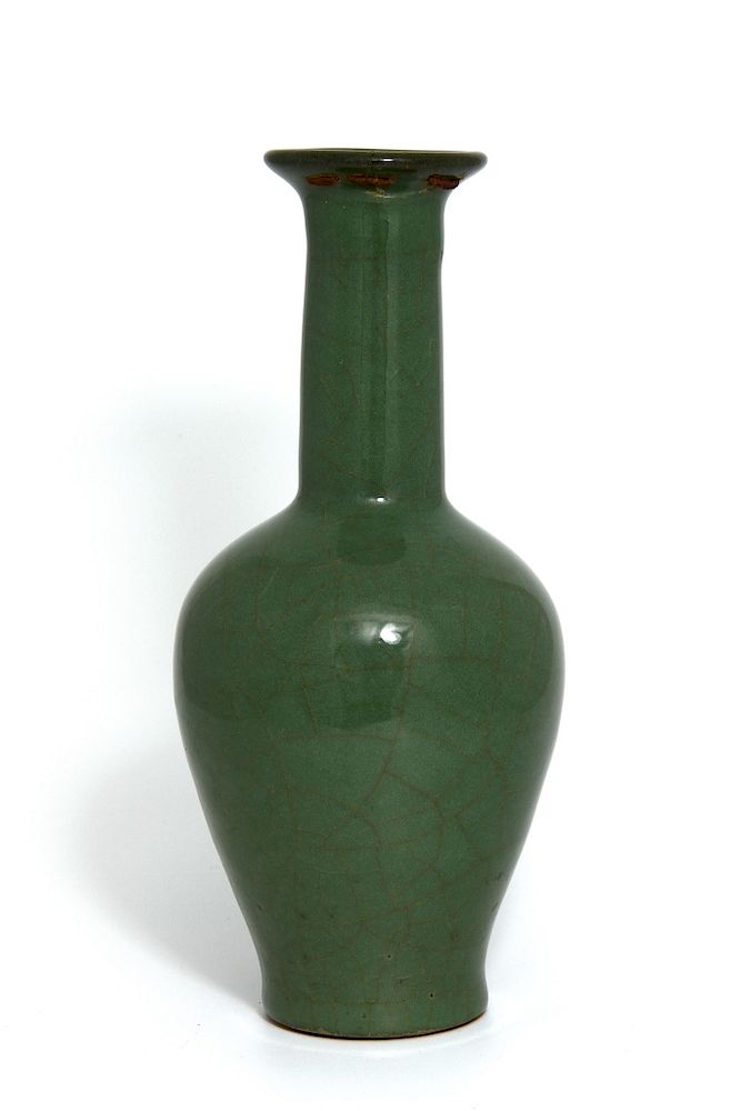 Appraisal: Lungchuan 'Plum Green' Glazed Vase The elegant ovoid body with