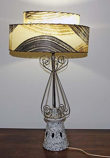 Appraisal: Mid-Century Lamp Exclusive on Bidsquare White and black mid-century lamp