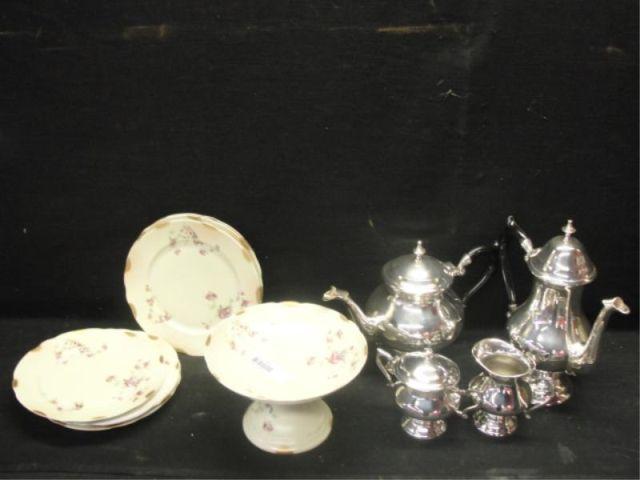 Appraisal: Limoges Dessert Set Silverplate Tea Set From a Larchmont home