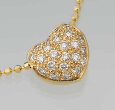 Appraisal: A Ladies' Diamond Heart Pendant on Chain k puffy heart