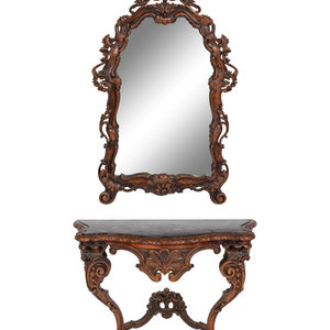 Appraisal: An Italian Baroque Style Console Table and Mirror th Century