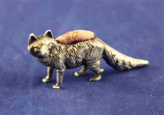 Appraisal: An Edwardian novelty silver pin cushion modelled as a fox