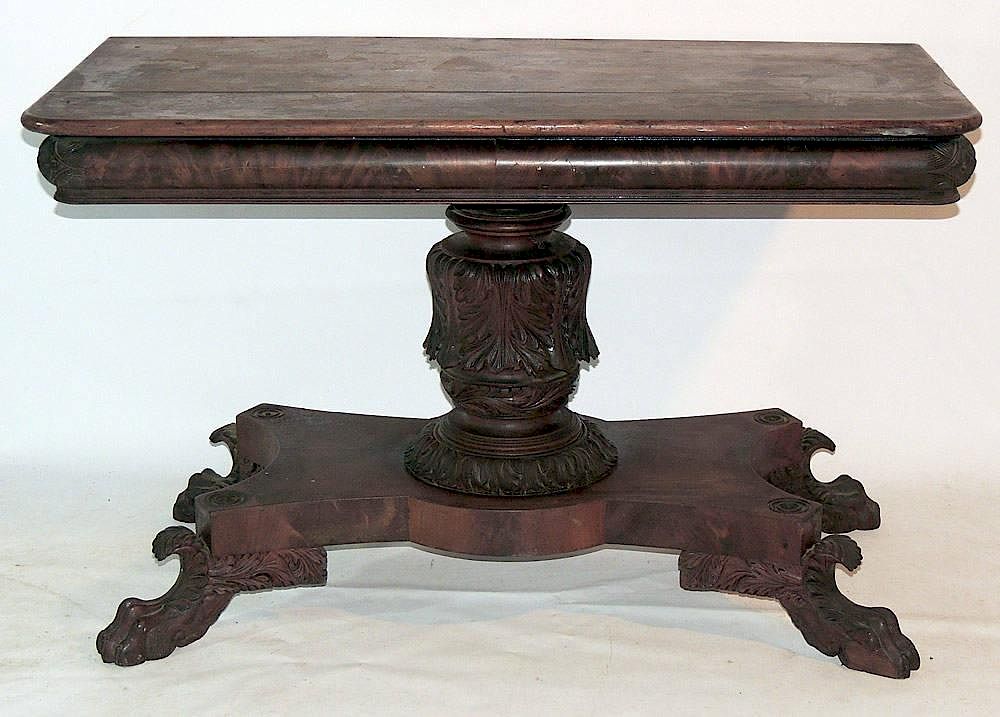 Appraisal: American Empire Console Table Classical form with paw feet and