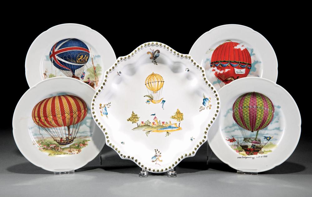 Appraisal: Eight Limoges Porcelain Balloon Plates th c incl pairs of