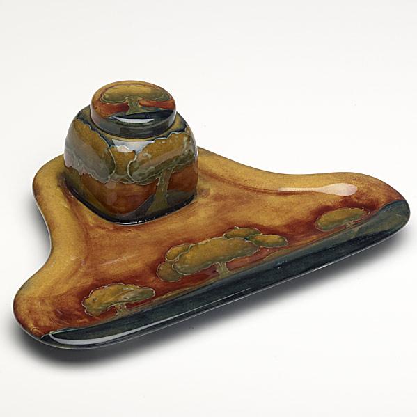 Appraisal: MOORCROFTEventide inkwell pentray - Stamped MOORCROFT MADE IN ENGLAND and