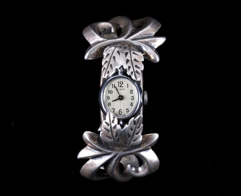 Appraisal: Navajo F Jones Sand Cast Sterling Silver Watchband For consideration