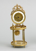 Appraisal: Directoire Skeletonized Clock French ca Elegant -day gilt bronze skeleton