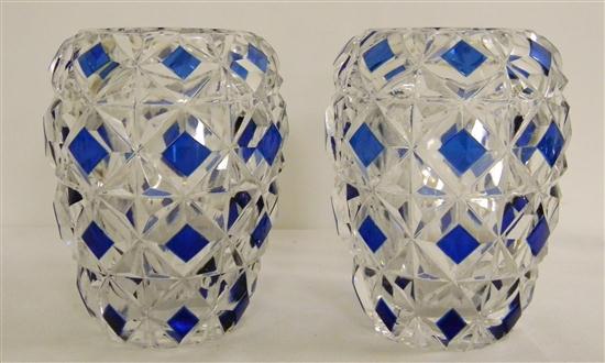 Appraisal: Pair of Val St Lambert cobalt cut to clear vases