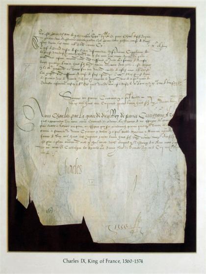 Appraisal: piece Document Signed Charles IX King of France - Folio