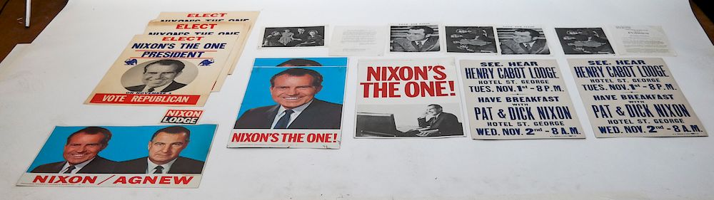 Appraisal: Items of Nixon Campaign Broadsides and Ephemera Three Nixon's the