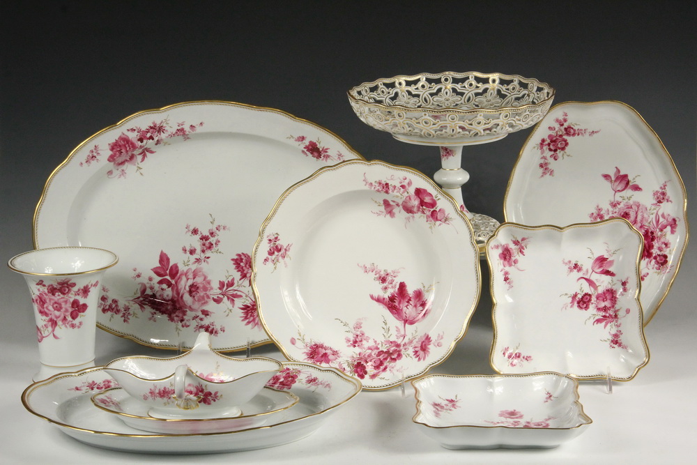 Appraisal: PC SET MEISSEN CHINA - Service for Eight Puce and