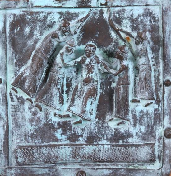 Appraisal: AMERICAN SCHOOL th century JEWISH RITUAL A RELIEF PLAQUE Bronze