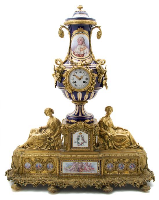 Appraisal: Louis XVI Style Gilt Bronze and Sevres Style Porcelain Mounted