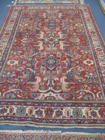 Appraisal: Mahal Persian Handmade Rug stylizedfloral geometric designs red field '