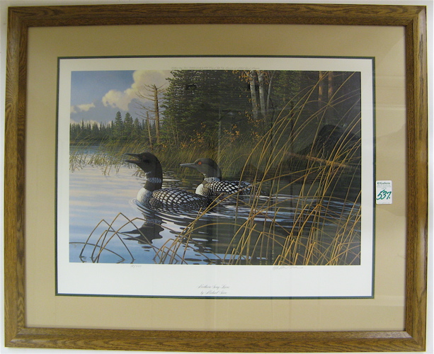 Appraisal: MICHAEL SIEVE COLOR LITHOGRAPH ON PAPER titled Northern Song-Loons in