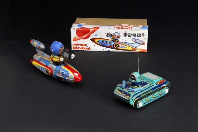 Appraisal: Lot of Tin Space Battery-Operated Toys Description Japanese Both are