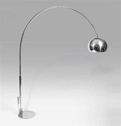 Appraisal: ITALIAN LARGE STANDARD LAMP circa Chromed metal Adjustable arm H