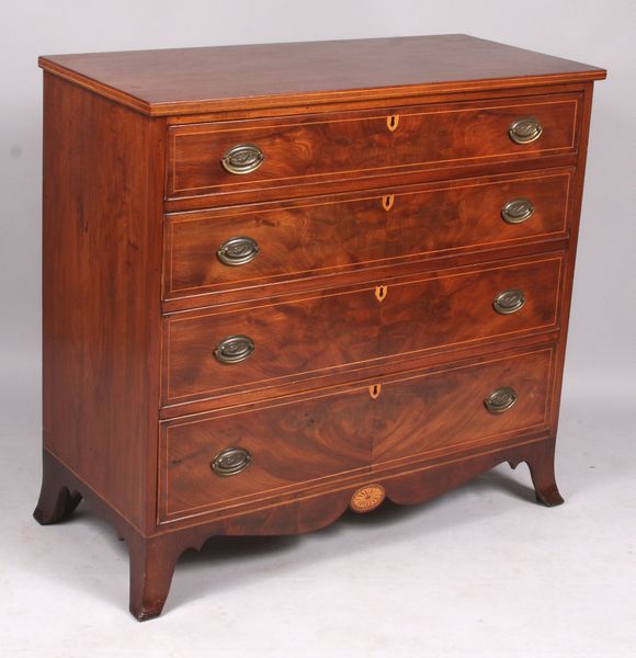 Appraisal: Early th Century Federal four drawer chest having fine shield