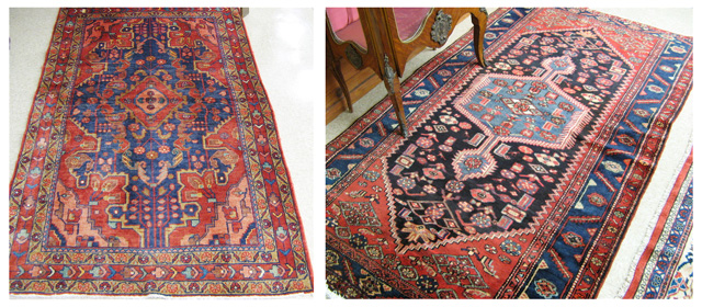 Appraisal: TWO PERSIAN HAMADAN TRIBAL AREA RUGS both hand knotted sizes