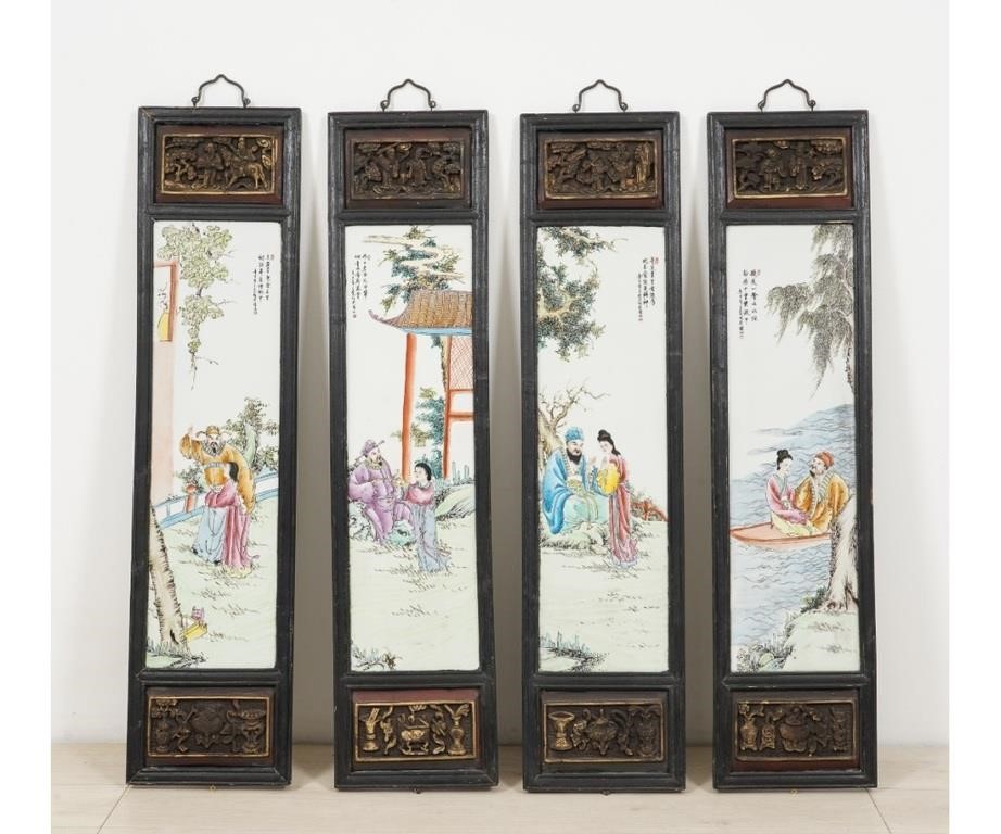 Appraisal: Set of four Asian porcelain panels of a girl with